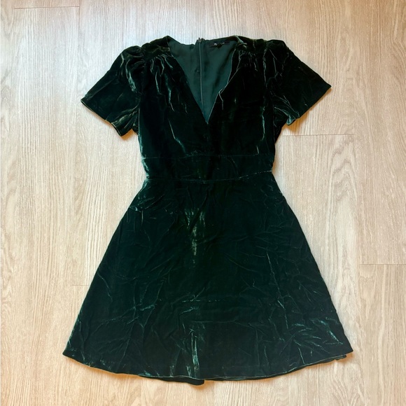 Madewell green velvet mini dress size 00 - Picture 4 of 6